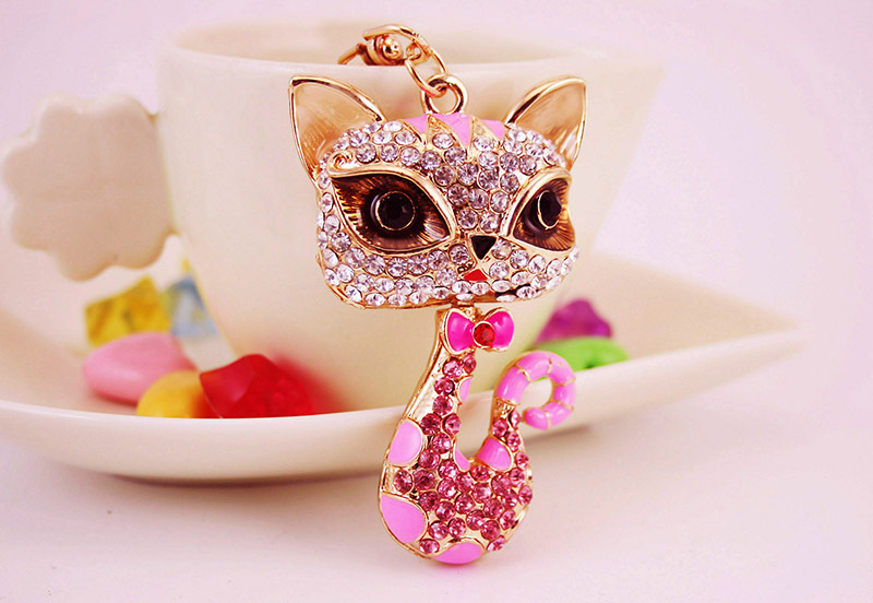 Alliage Dripping Oil Strass Cartoon Little Fox Keychain display picture 7