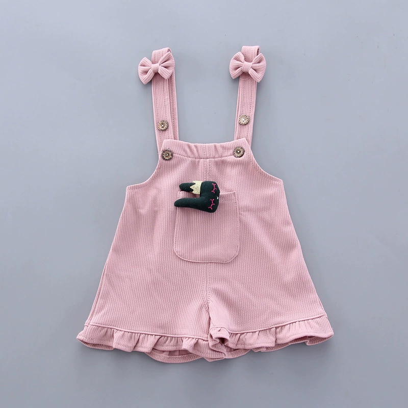 Summer set, suspenders, children's cotton summer clothing, Korean style, with short sleeve