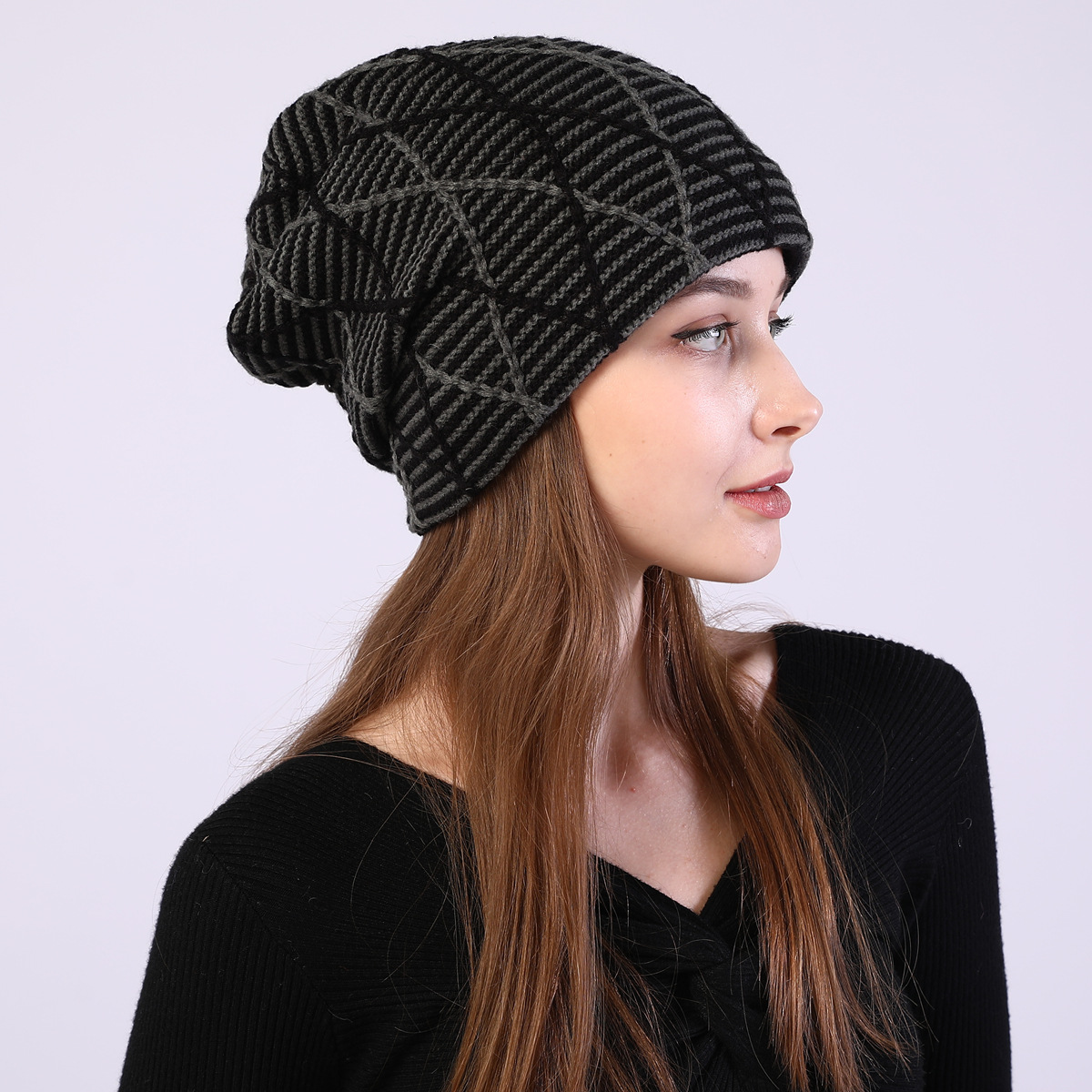 Knitted Beanie Hat For Autumn And Winter Warm Ear Protection_voghion.com