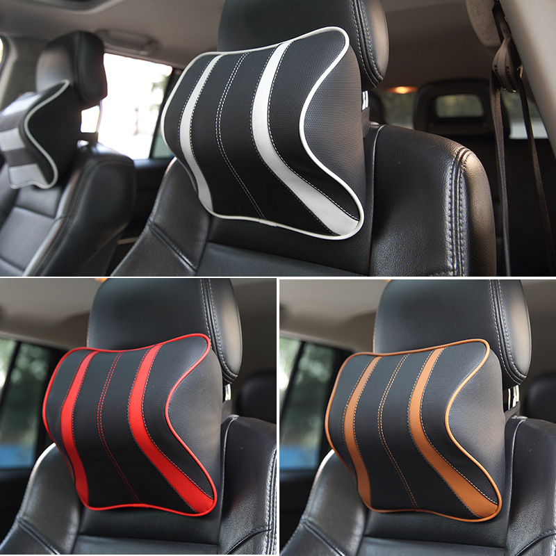 汽车头枕记忆棉护颈枕车用靠枕定制牛皮汽车头枕批发代发车载颈枕