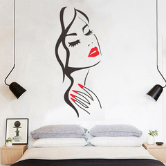 廠家直銷跨境新款美女頭像精雕乙烯基牆貼畫客廳臥室背景裝 KS438