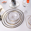 Trunsen Creative Cold Stroke Bowl Display Heritage and Transparent Glass Flat -Plate Salad Bowl Dessert Sweed Display Set