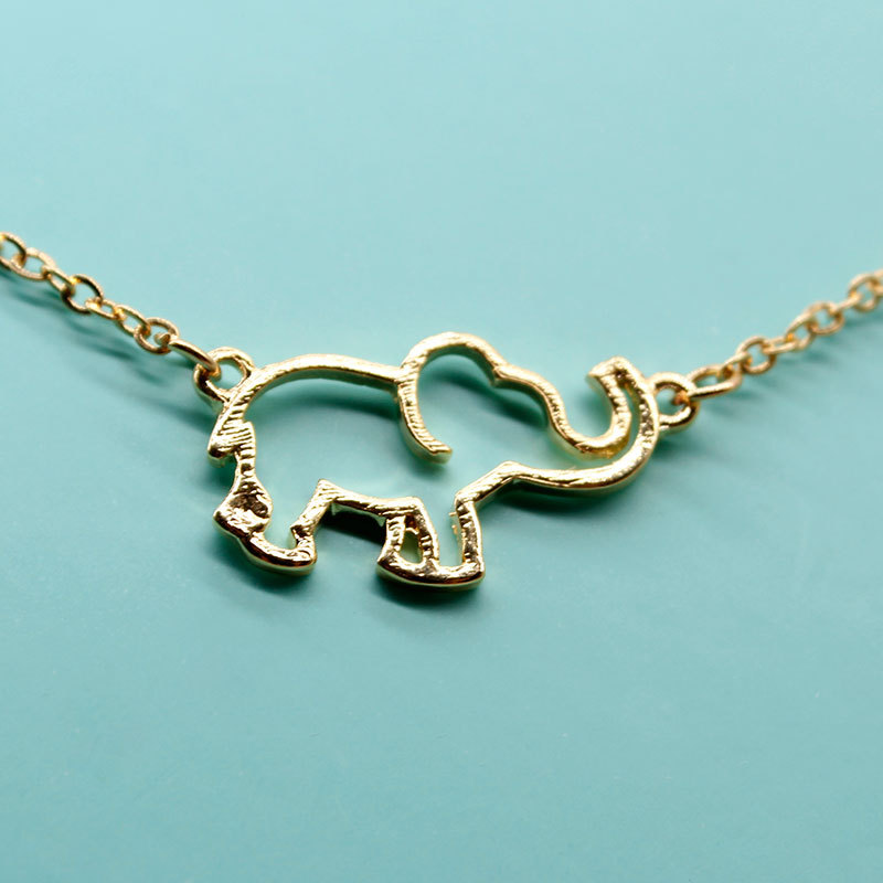Elephant Pattern IG Style Cute Elephant Alloy Plating Hollow Out Women's Necklace