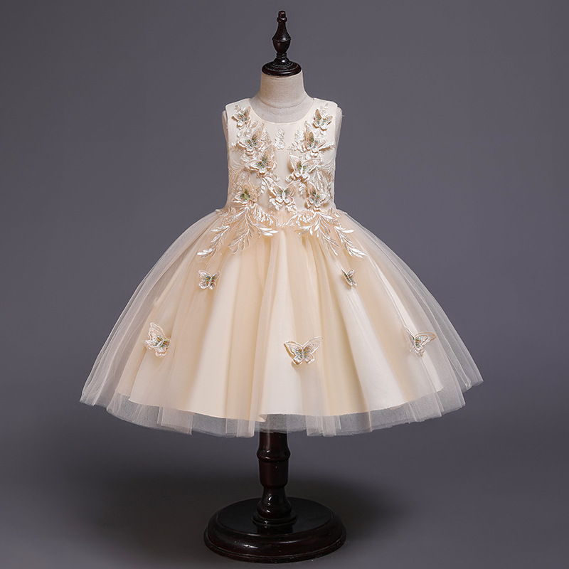 2019 nuevo transfronterizo exclusivo Amazon niñas vestido de mariposa encaje niños vestido de pasarela de una sola pieza entrega