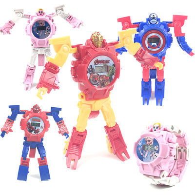 1个秒杀包邮 卡通电子手表玩具 儿童卡通变形手表机器人手表