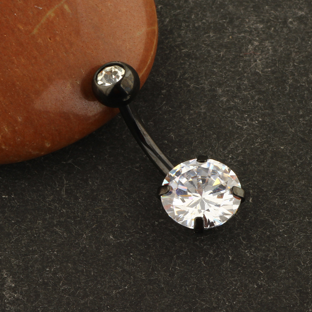 New Small Navel Ring with CZ Gem Stainless Steel Belly Button Piercing Jewelry Peach Fashion detail image 19