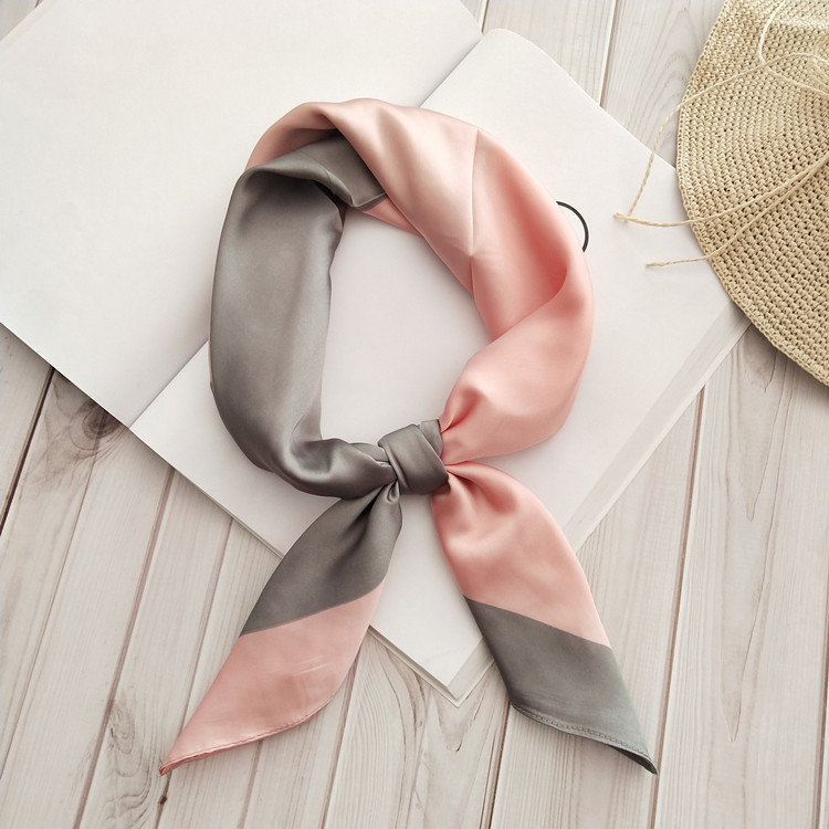 Women's Gender Women's Elegant Color Block Satin Silk Scarf