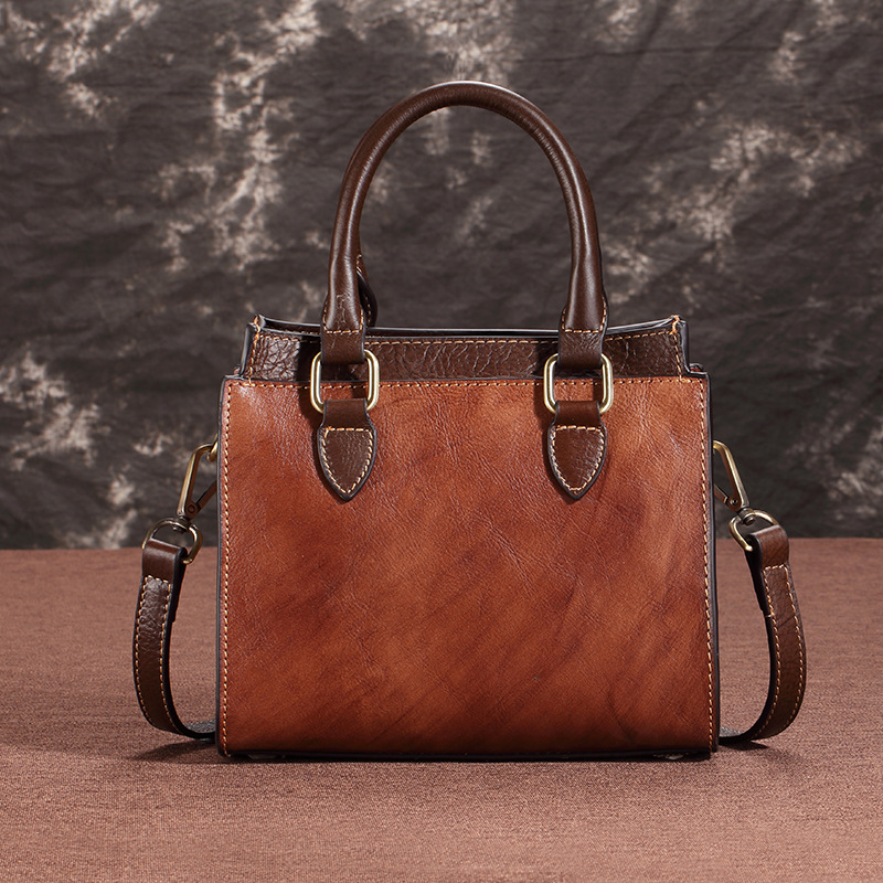New Top Layer Cowhide Handheld Diagonal Cross Leather Casual Women's Bag_voghion.com