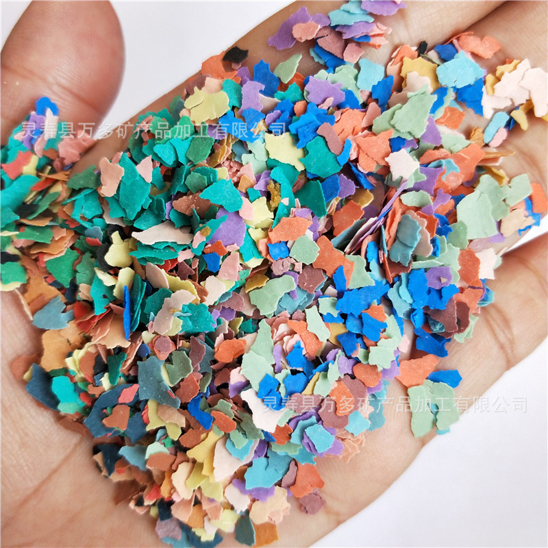 厂销陶瓷工艺品Manglitter复合岩片真石漆涂料云母片美甲岩片