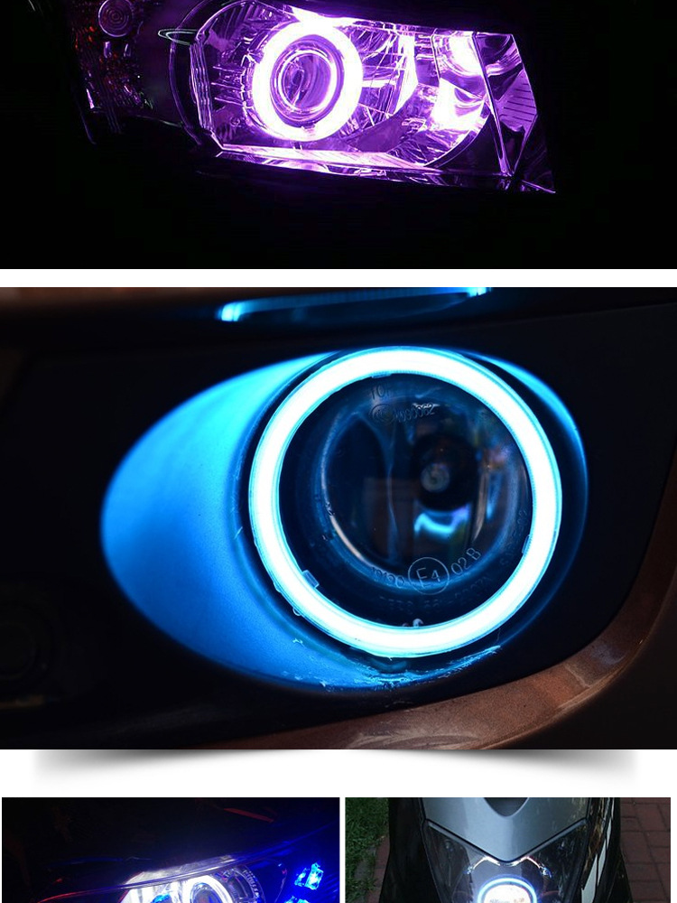 Car Led Light Headlight Cob Aperture Devil Eye Car Light Modified Angel Eye Fog Light Cob Aperture Daytime Running Light