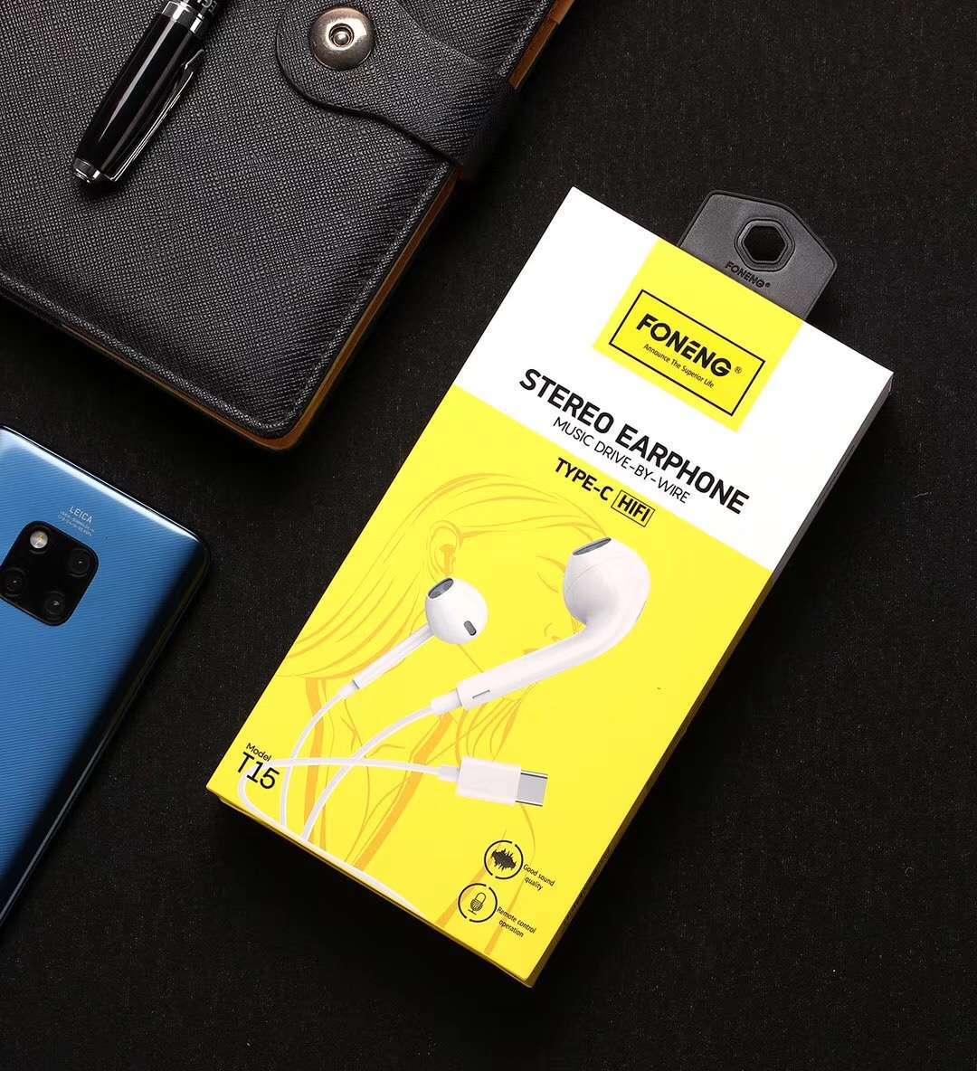 Merkoordopjes T15 harde hoofdtelefoon 3,5 mm en TYPE-C-interface-oortelefoons_voghion.com