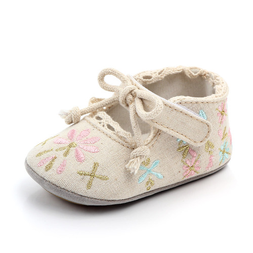 Butterfly embroidered baby princess shoes baby shoes soft rubber sole non-slip toddler shoes 2218