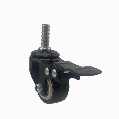 厂家直销 1.5寸2寸带螺丝杆刹车脚轮PVC又轴承家具万向轮子活动轮|ms