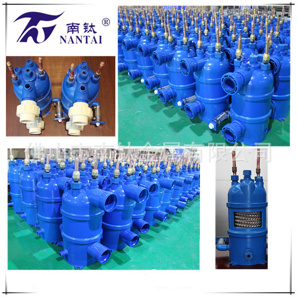 厂家供应壳管式换热器 加工生产各种规格泳池钛炮  钛螺纹换热器