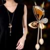 Sweater with butterfly, chain, fashionable universal long crystal, clothing with tassels, decorations, necklace, Korean style