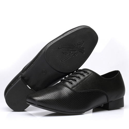 Black leather man fashionable ballroom Latin dance shoes tango waltz flamenco jive dancing shoes square dancing shoes leather for men