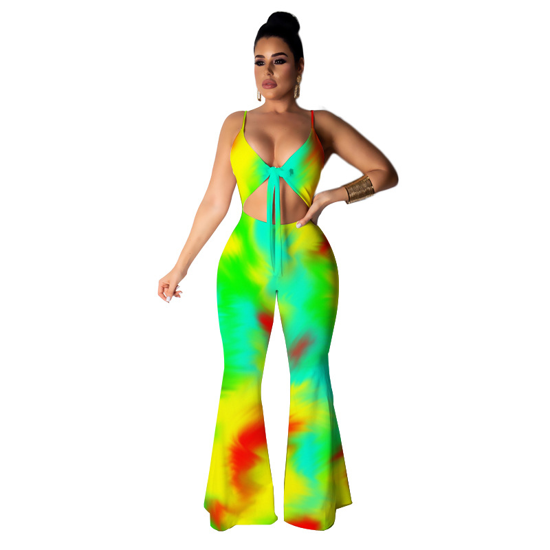 summer sexy stretch tie-dye jumpsuit nihaostyle clothing wholesale NSMYF68699