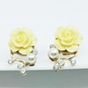 Fresh earrings, retro zirconium from pearl, suitable for import, city style, flowered