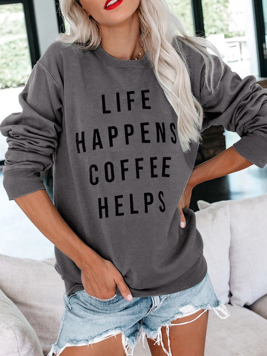 autumn and winter new tops women s round neck letter pullover sweatershirt NSAL2867