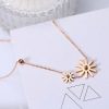 Necklace stainless steel, golden chain, short accessory, decorations, pendant, does not fade, pink gold, Japanese and Korean, South Korea, simple and elegant design