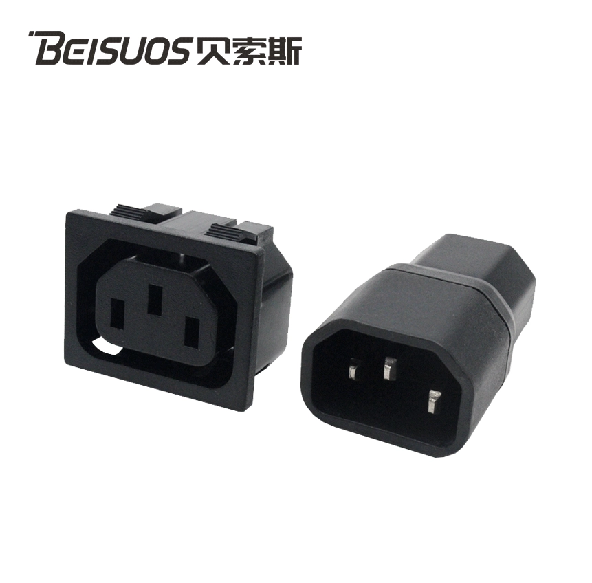 Переходная розетка 10A/250V C13→C14, с внешним штекером Pinzi и интегрированным соединителем, розетка Pinzi