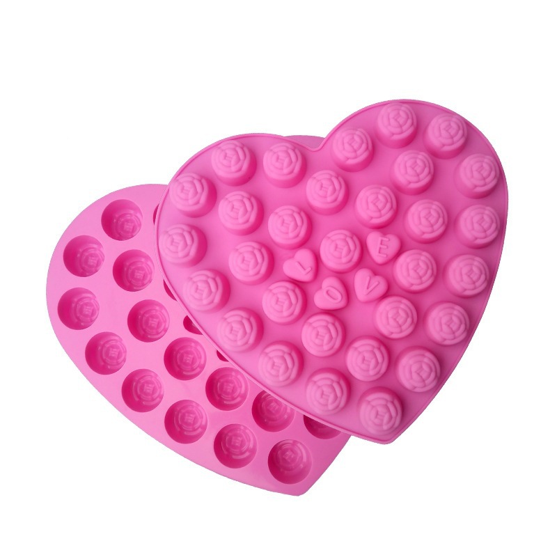 New products Baking mold 34 rose love silica gel chocolate Cake mold love Handmade Soap