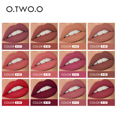 O. Two. O double head non stick cup matte haze lipstick two in one factory direct sales 12 color n9107