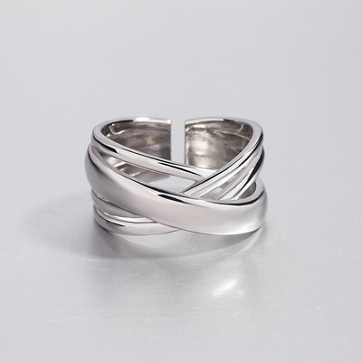 日韩版新款s925纯银戒指女INS风时尚个性多层缠绕学生开口食指环|ru