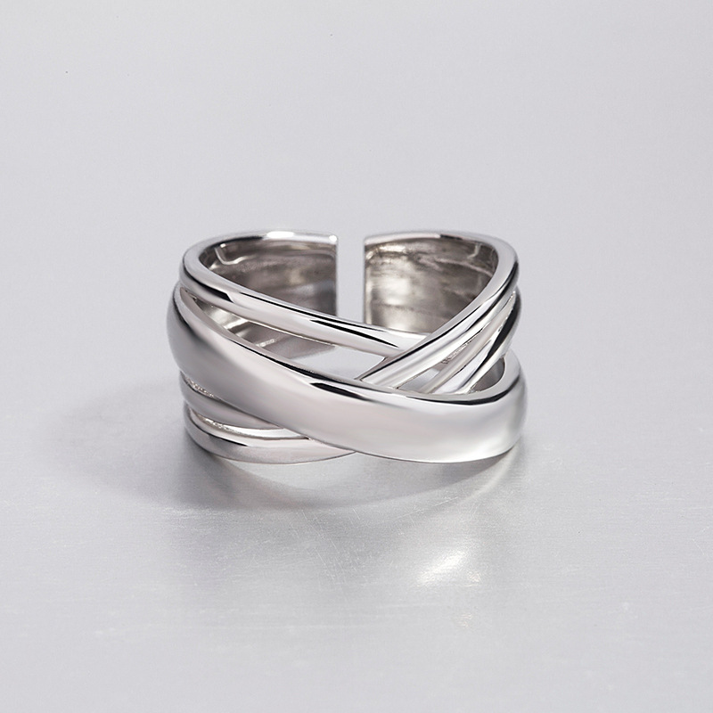 日韩版新款s925纯银戒指女INS风时尚个性多层缠绕学生开口食指环|ru