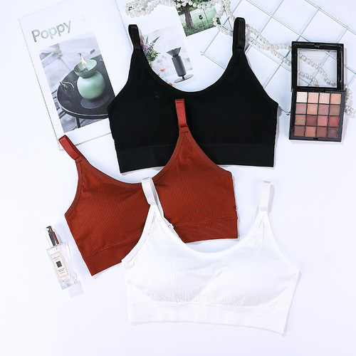 Explosive version of seamless bear thread wrapped chest and beautiful back running shock-proof sports bra without rims sleep vest tube top for women