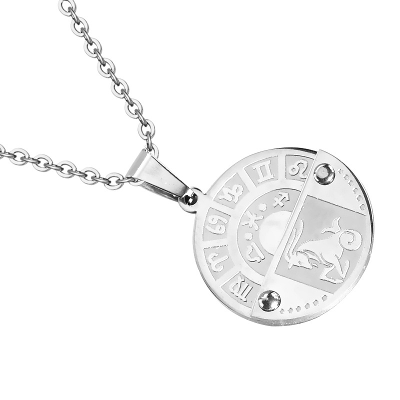 Nihaojewelry Stainless Steel Zodiac Pendant Necklace Jewelry Wholesale display picture 2