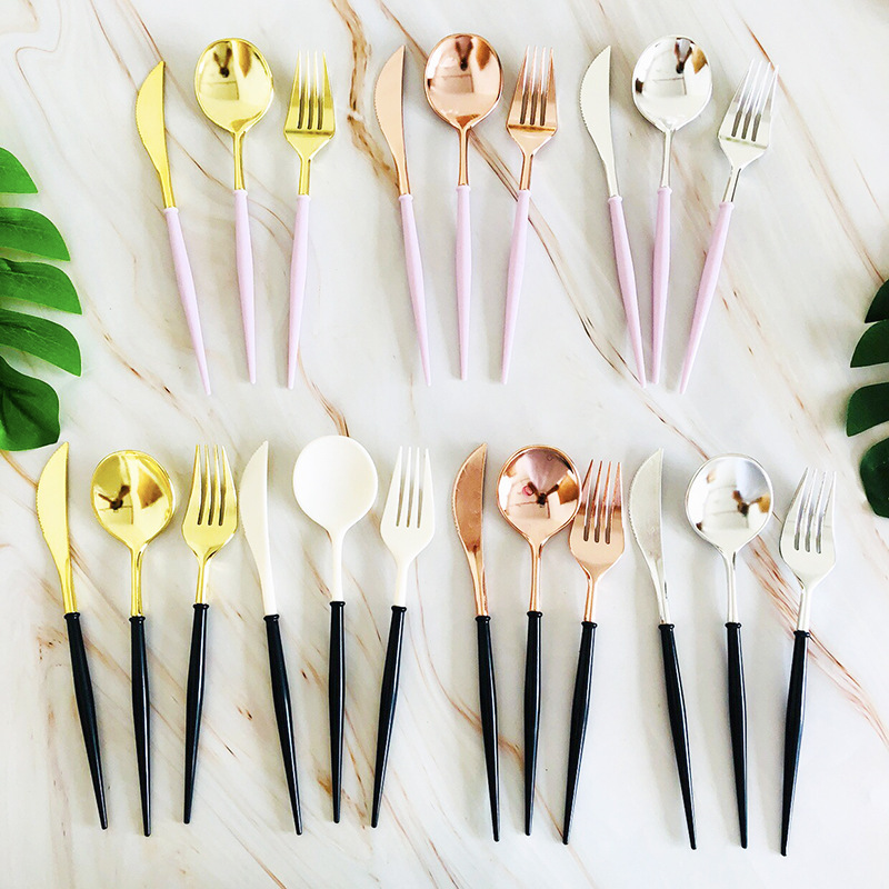 Knife, fork and spoon disposable tableware multi-color children's fruit knife cake small fork takeaway small spoon dessert fork spoon