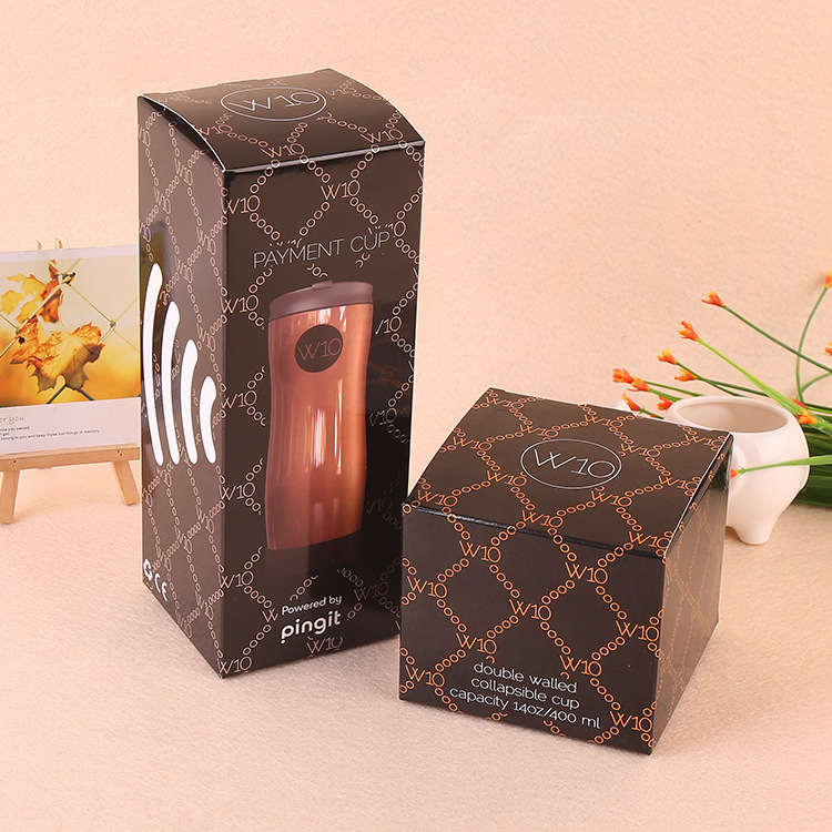 厂家定制创意白卡折叠盒彩印长方形盒水杯包装盒定做通用宣传纸盒