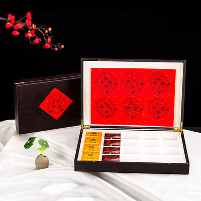 摆泡茶叶包装盒空盒岩茶黑檀木6/12/20/30泡袋红茶肉桂空礼盒定制