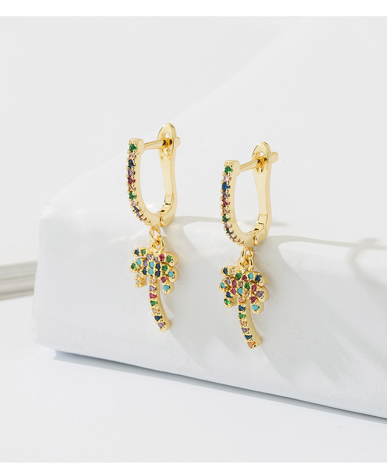 Colored Zircon Earrings Female Alloy Diamond Earrings display picture 2