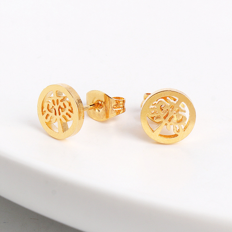 Titanium Steel Rose Gold Hypoallergenic Temperament Ear Anchor Round Geometric Simple Earrings display picture 7