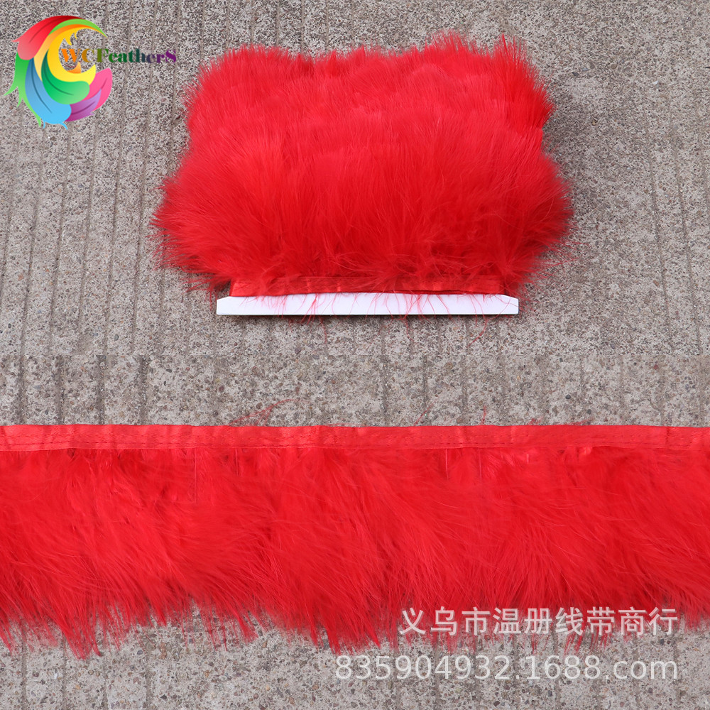 温册羽毛供应各色火鸡毛血管绒布边服装鞋帽线衣配羽毛咖啡色现货详情图15