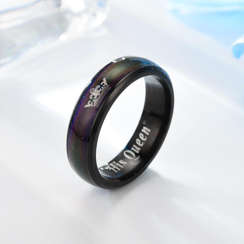 Großhandel Mode Thermochromes Edelstahlpaar Geschnitzter Ring Nihaojewelry display picture 4