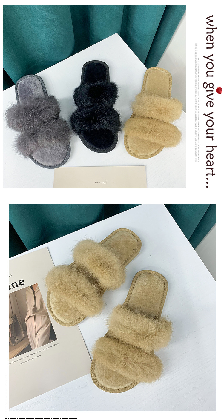 non-slip soft bottom cotton furry slippers  NSPE21999