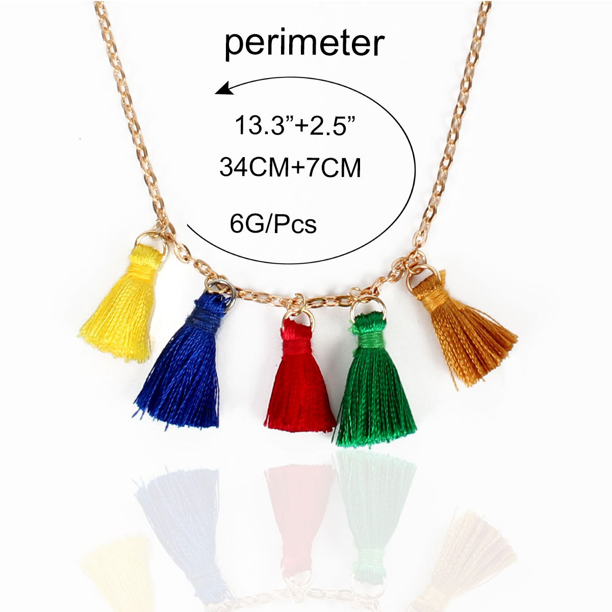 Bohemian Personality Fashion Mixed Color Plush Tassel Necklace Women display picture 1