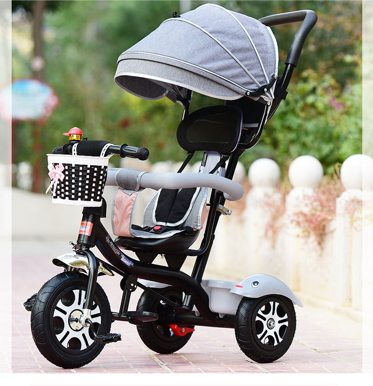 厂家新款儿童车三轮脚踏车婴儿手推旋转座椅 小孩自行车钛空轮|ms