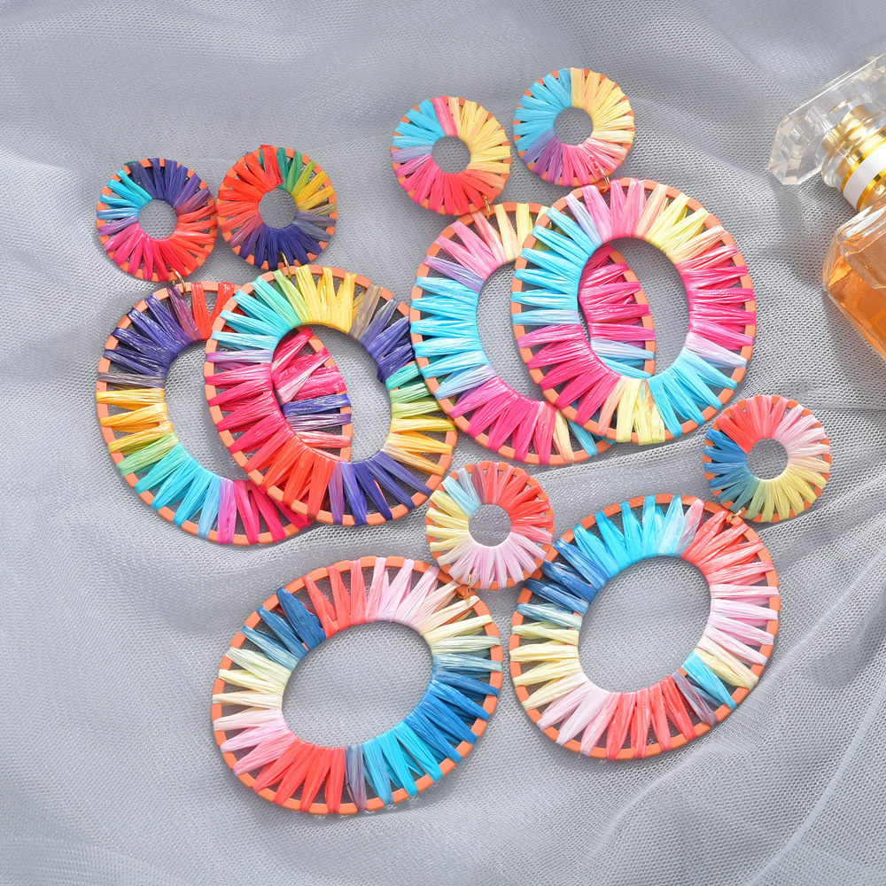 No Inlaid Inlay Material Earrings Classification Wedding, Travel Occasion New Fashion Spray Paint Colorful Raffia Earrings