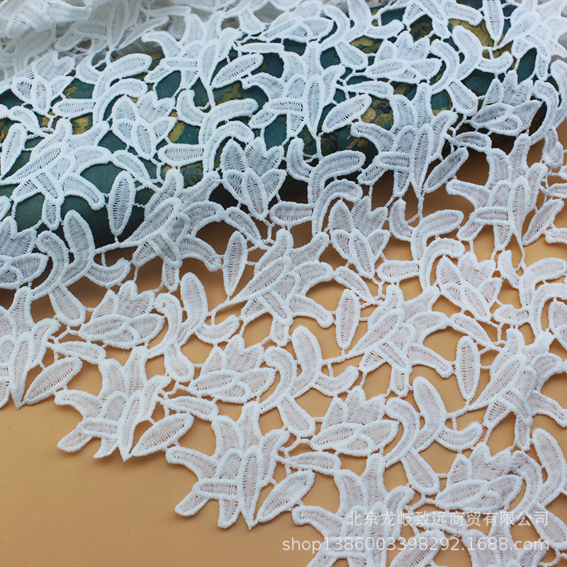 满幅花边刺绣牛奶丝水溶花边蕾丝花边服装辅料水溶绣花 窗帘花边