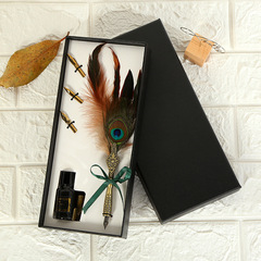 Retro Peacock Feather Ink Pen Manufacturer Student Calligraphy Steel Pen Set Business Gift Festival Gift