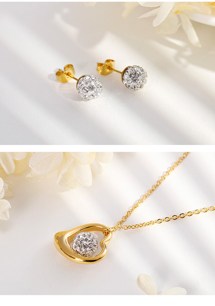 stainless steel fashion hollow heart-shaped necklace earrings two-piece set