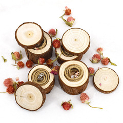 鄉村木製婚禮用品戒指盒木質工藝品擺件結婚戒指木盒跨境採購