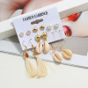 Earrings, set with tassels from pearl, European style