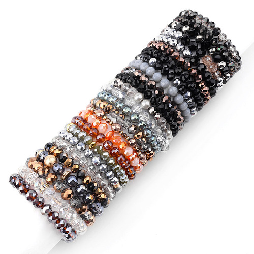 Cross-border European and American new DIY beaded crystal bracelet women's original elastic colorful faceted glass beads bracelet