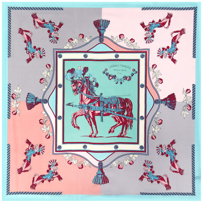 New Silk Scarf 70cm Square Scarf Pegasus War Horse Printing Satin Silk Scarf Decoration Scarf display picture 8