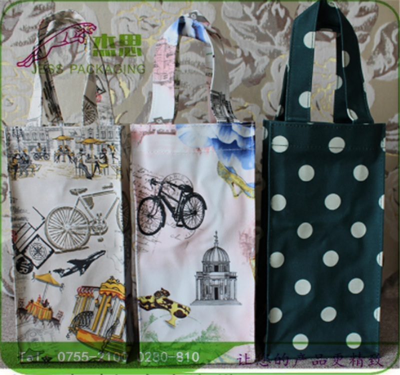 设计新款帆布潮流奶茶收纳包咖啡包手提包 双支杯套量大从优